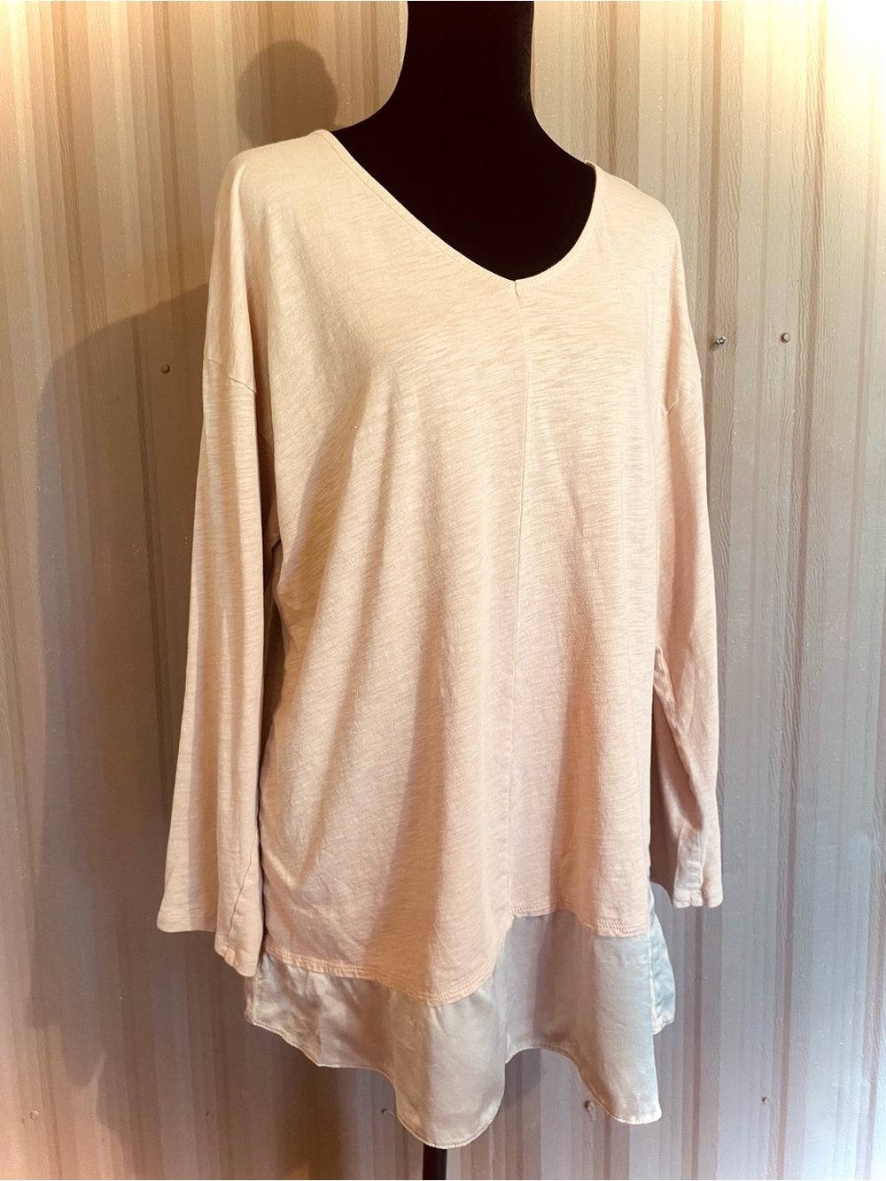 EILEEN FISHER GARNET HILL Top Sleepwear Pajama 100% Organic Cotton Silk Trim XL